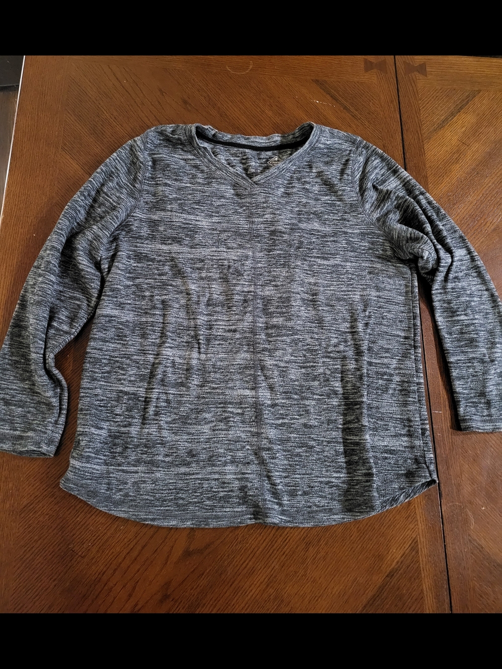 St Johns Bay Womens L Gray Heather V Neck Pullover Sweater Long Sleeve